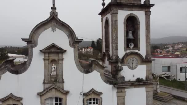 Small Catholic Church Village Interior Portugal Europe Drone View Top — Stock Video