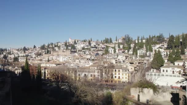 Spanya Nın Granada Kenti Havadan Panoramik Görüntü Kopyalama Alanı Için — Stok video