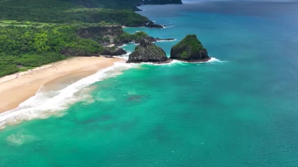 Fernando Noronha Volkan Adalarından Bir Takımada Tropik Bir Manzara Yaz — Stok video