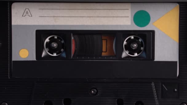 Audio Cassette Tape Analog Recording Rolling Vintage Player Close — Video