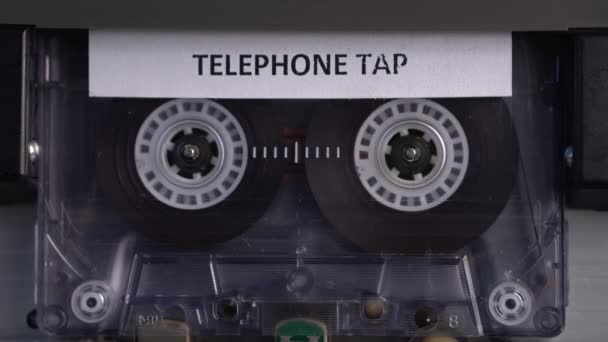 Telephone Tap Audio Recording Vintage Cassette Playing Deck Player Close — Stok video