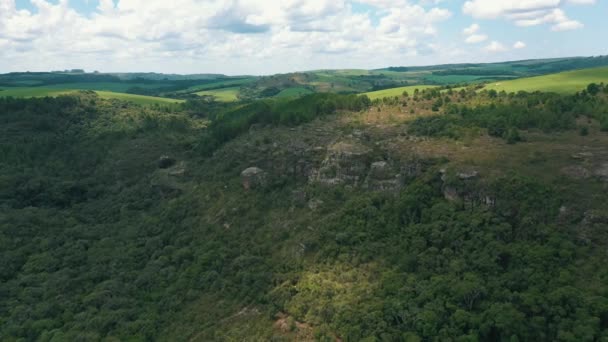 Brezilya Kırsal Kesiminde Güzel Manzaralı Yeşil Tarım Alanları Bulutlar — Stok video