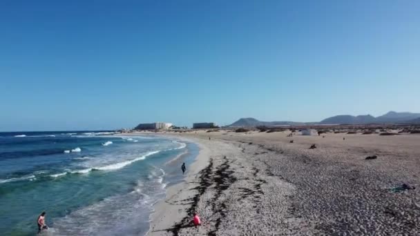 Spain Canary Islands Beach Coralejo — стоковое видео