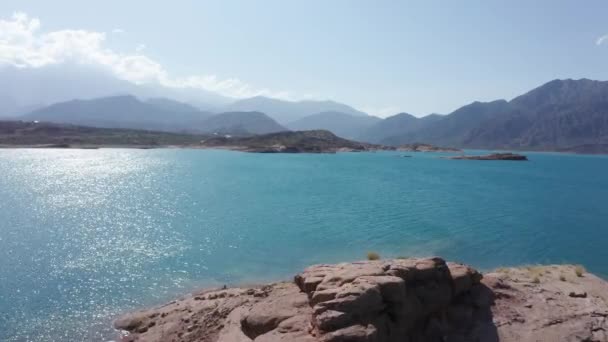 Potrerillos Dam Mendoza Blå Turkos Vatten River Argentina Flygplan — Stockvideo