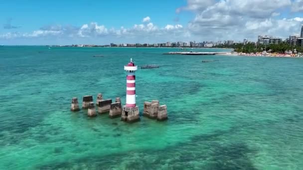 Lighthouse Town Maceio Alagoas Brazil Landmark Beach Northeast Brazil Tropical — Stok video