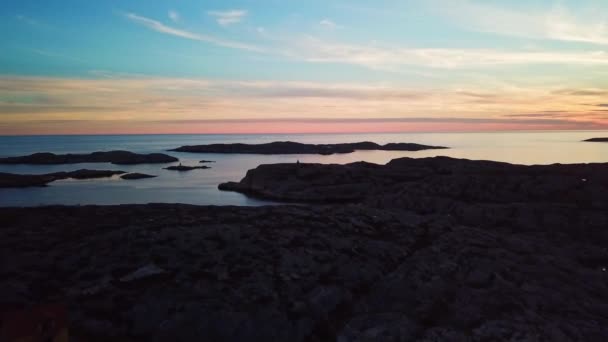 Drone Flying Sunset Cliffs Sea — Stockvideo