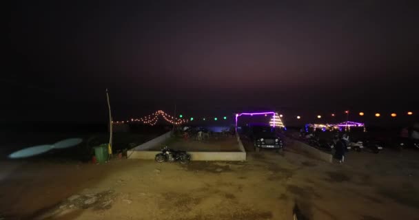Beach Life Night Time Lapse India Wide Angle Virar Rajodi — Stock Video