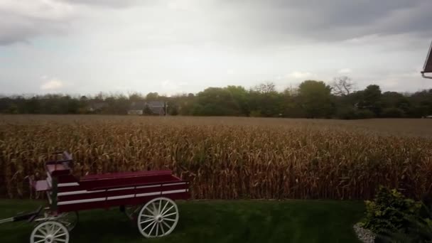 Вид Воздуха Загородные Фермерские Поля Облачный Вечер Нортхэмптон Пенсильвания Сша — стоковое видео