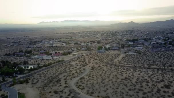 Panoramic Aerial Drone View Dry High Desert Town Apple Valley — Video