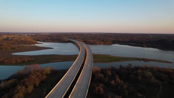 Aerial Footage Poindexter Branch Lake Lewisville Texas Camera Follows Village — Vídeo de Stock