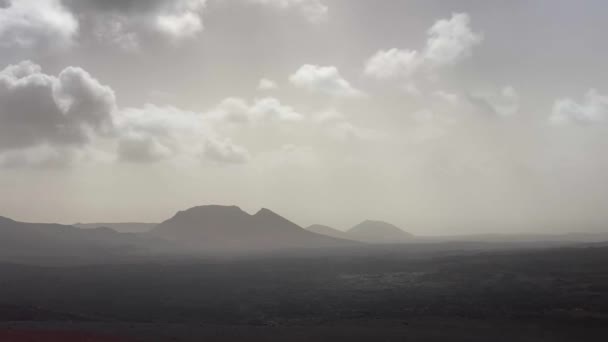 Natureza Paisagem Tiro Panning Esquerda Através Timanfaya National Park Lanzarote — Vídeo de Stock