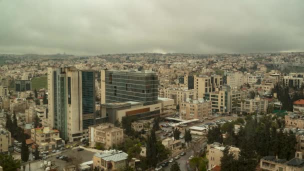 Amman Jordanië Een Bewolkte Regenachtige Dag High View Time Lapse — Stockvideo