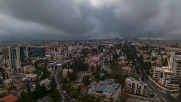 Ammán Jordania Día Húmedo Lluvioso Lapso Tiempo Desde Ventana Hotel — Vídeo de stock