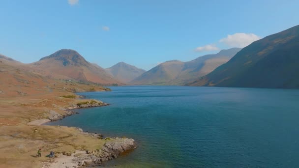 Wastwater Wasdale Head Lake District Park Narodowy Unesco Aerial Sunrise — Wideo stockowe