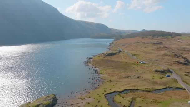 Wastwater Lake District Unesco National Park Wasdale Head Aerial Early — Stock videók