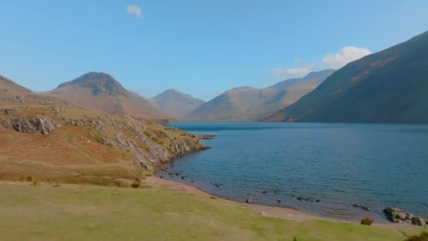 Wastwater Wasdale Head Lake Unesco National Park Aerial Early Morning — 비디오