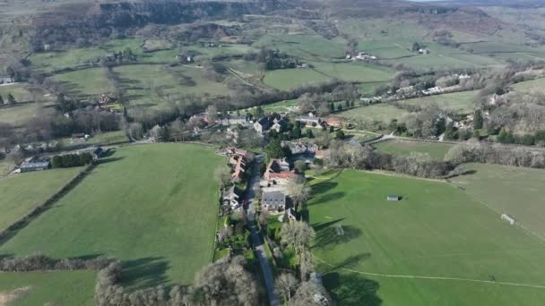 Rosedale Abbey Village Aerial Footage North York Moors National Park — Stockvideo