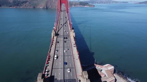San Francisco California Golden Gate Bridge Drone Diretamente Acima Ponte — Vídeo de Stock