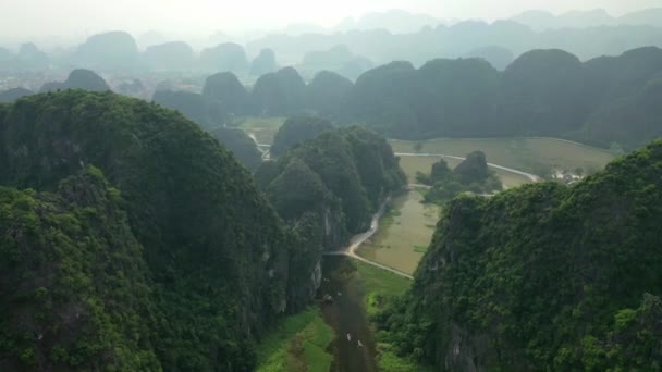 Drone Uitzicht Ninh Binh Vallei — Stockvideo