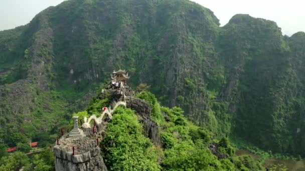 Drone View Temple Top Mountain Asia Orbit — Stockvideo