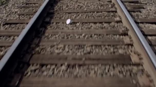 Point Vue Train Circulant Sur Des Voies Ferrées Long Pays — Video