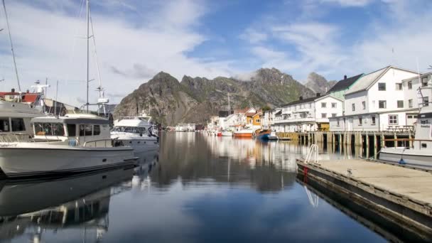 Timelapse Fishing Village Henningsvr Lofoten Norway — Stock Video