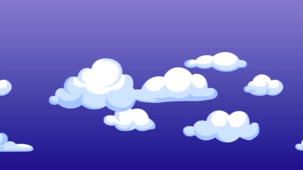 Chmury Animacyjne Poruszające Się Lewej Prawej Ciemnoniebieskim Niebem — Wideo stockowe