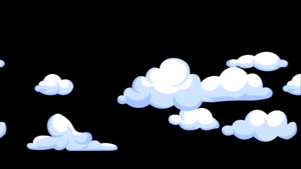 Nubes Animación Moviéndose Derecha Izquierda Sobre Fondo Negro — Vídeos de Stock