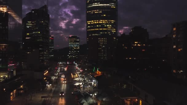 Night City Sunset Business Offices Nightlife Santiago Chile — Vídeo de stock