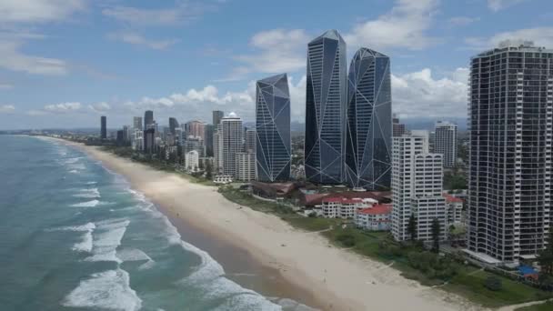 Jewel Gold Coast Lyxhotell Surfers Paradise Australien Flygdrönare Skjuten — Stockvideo