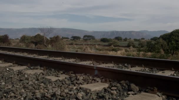 Railroad Tracks Alongside Country — Stockvideo