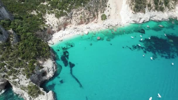 Flygdrönare Video Tropiskt Paradis Turkost Vatten Och Hav Klippor Medelhavet — Stockvideo