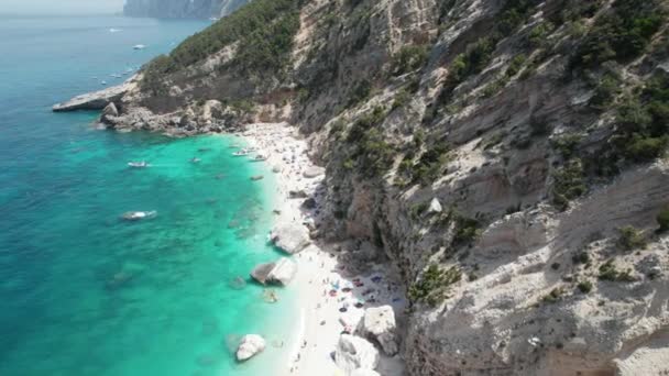 Vidéo Drone Aérien Plage Turquoise Tropicale Paradisiaque Méditerranée Sardaigne Cala — Video