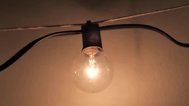 Hanging Indoor String Light Decoration Close — Stock Video