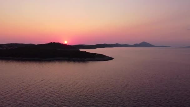 Colourful Sunset Croatian Island Mali Losinj Jib — стоковое видео