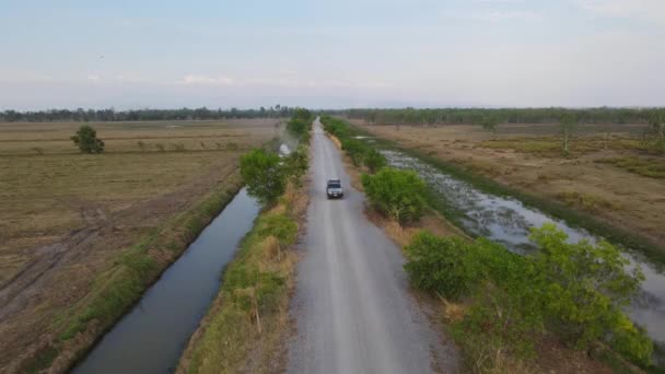 Stały Obraz Powietrza Następnie Cofa Się Ciężarówką Pak Pli Nakorn — Wideo stockowe