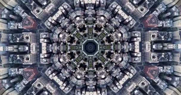City New York Kaleidoscope Landscape Mandala Animation Graphic Party Background — Video Stock