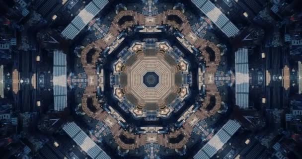 City New York Kaleidoscope Landscape Mandala Animation Graphic Party Background — Vídeo de Stock