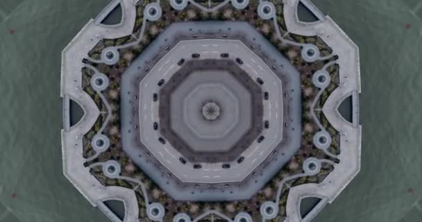 City New York Kaleidoscope Landscape Mandala Animation Graphic Party Background — Stock Video