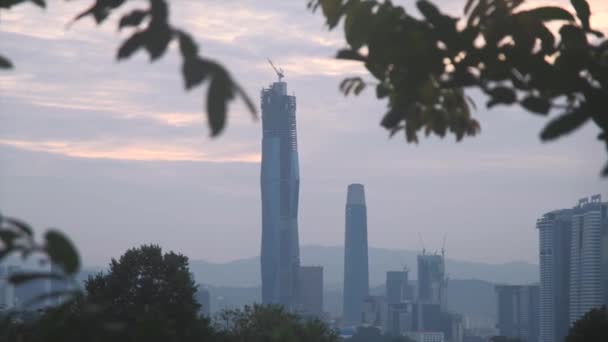 Kuala Lumpurs Dawn City View Malaysia Tallest Buildings Warisan Merdeka — Video Stock