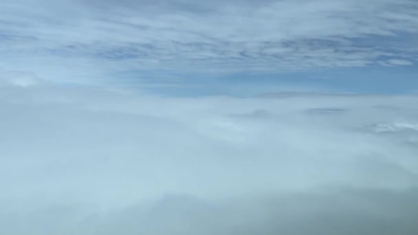 Cockpit View Overflying Sea White Clouds — Vídeo de Stock