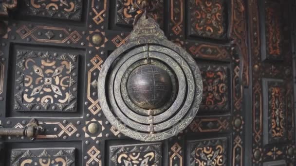 Ancient Stylish Globe Artifact Interesting Patterns Hanging Store Morocco Market — Stock Video