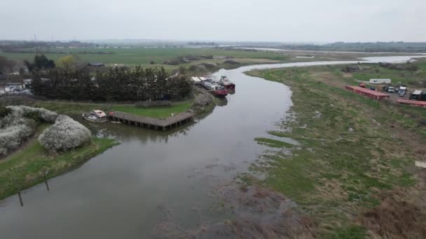 River Crouch Essex Αγγλία Κοντά Στο Battlebridge Εναέρια Drone Πλάνα — Αρχείο Βίντεο