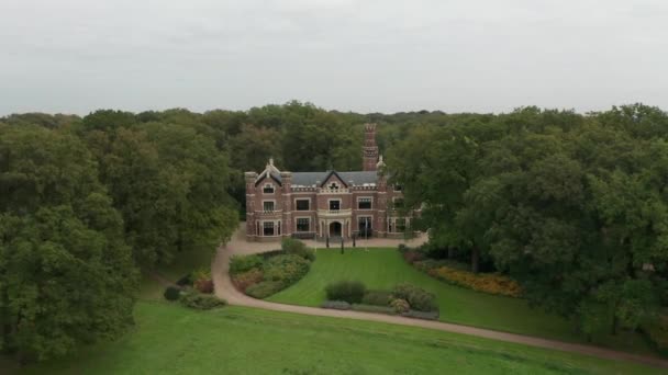 Antenne Von Schloss Schaffelaar Einem Schönen Herrenhaus Auf Einem Grünen — Stockvideo