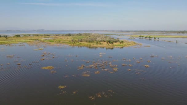 Ascending Aerial Footage Revealing Island Middle Lake Also Revealing Beautiful — Stockvideo