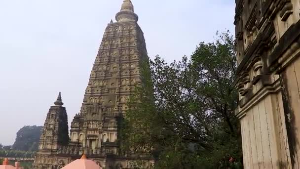 Antik Geleneksel Budist Tapınağı Gündüz Farklı Açılardan Mahabodhi Tapınağı Bodh — Stok video