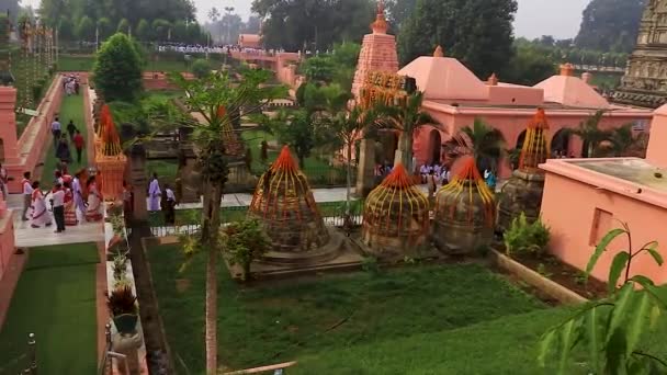 Antik Geleneksel Budist Tapınağı Gündüz Farklı Açılardan Mahabodhi Tapınağı Bodh — Stok video