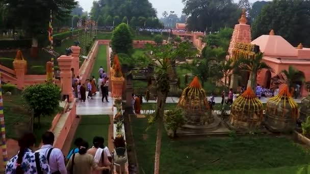 Antik Geleneksel Budist Tapınağı Gündüz Farklı Açılardan Mahabodhi Tapınağı Bodh — Stok video