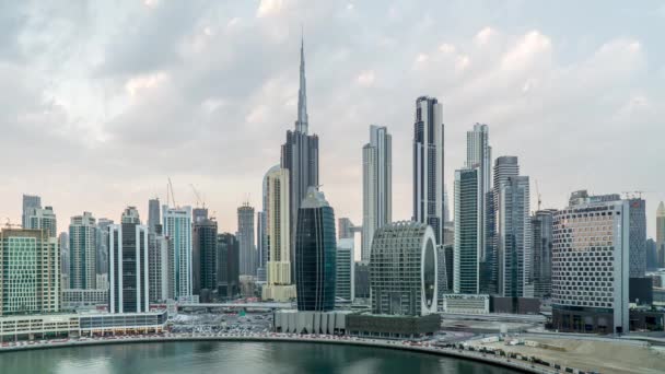 Día Noche Lapso Tiempo Del Centro Ciudad Dubai Emiratos Árabes — Vídeo de stock