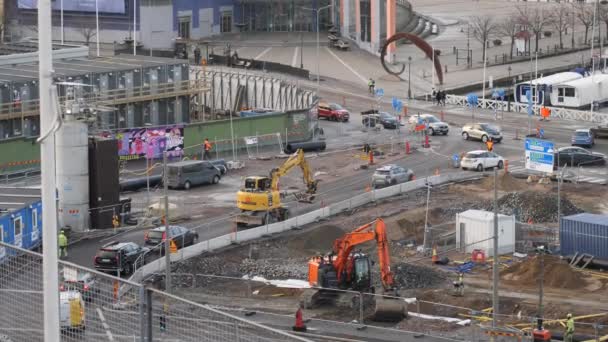 Construction Work Lilla Bommen Part Gothenburg Harbor Used Visiting Boats — ストック動画